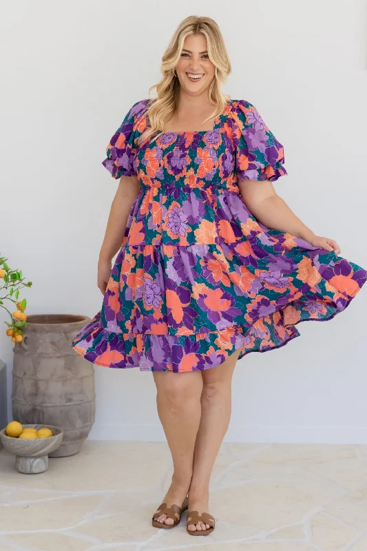 Ellie Shirred Dress Milan Floral Print