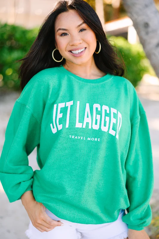 Jet Lagged Kelly Green Graphic Corded Sweatshirt