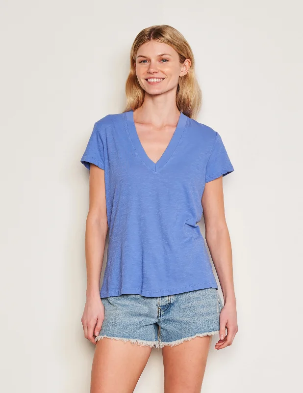 Sundry Deep V-Neck Tee in Ocean