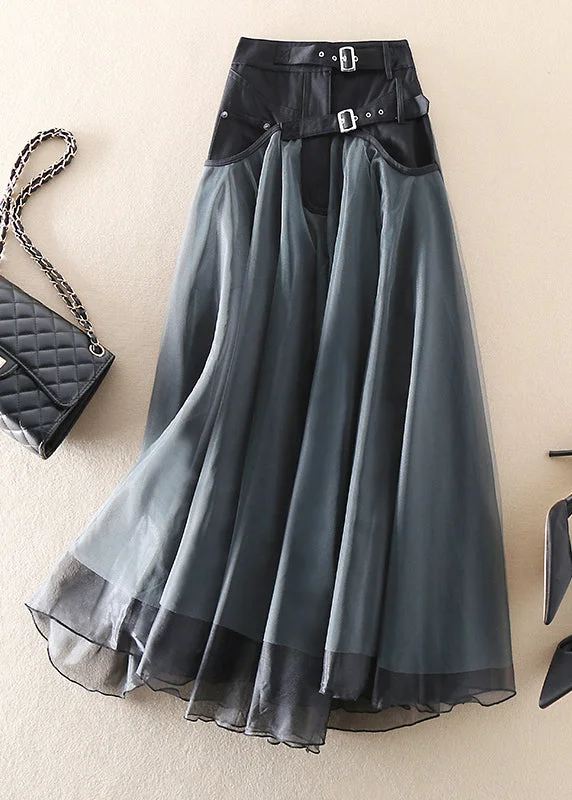 French Grey fashion Patchwork Tulle Skirts Spring