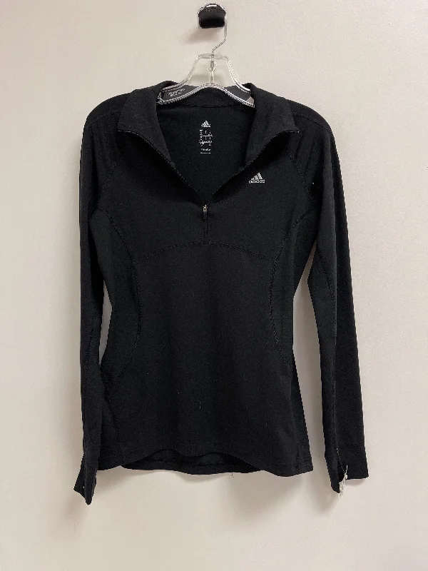 Athletic Top Long Sleeve Collar By Adidas In Black, Size: S