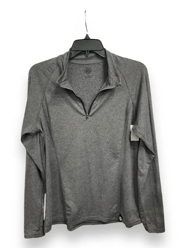 Athletic Top Long Sleeve Collar By Rei In Grey, Size: L