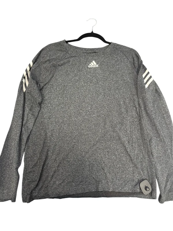 Athletic Top Long Sleeve Crewneck By Adidas In Grey, Size: Xl