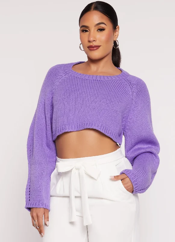 Open Tie Back Cropped Sweater