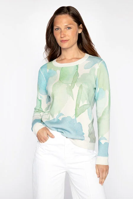 Kinross Cashmere Reversible Print Crew