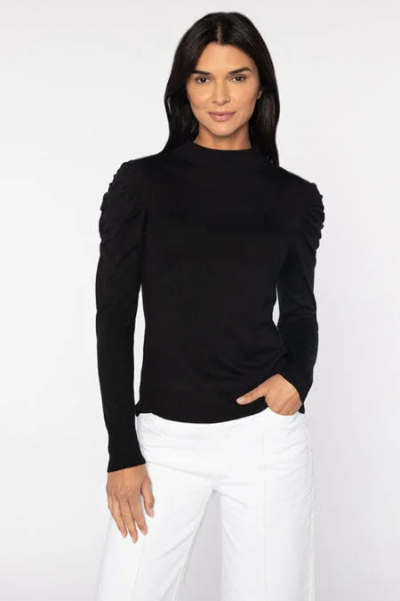 Kinross Cashmere Shirred Sleeve Pullover