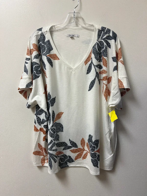 Top Short Sleeve By Chicos In White, Size: 2x