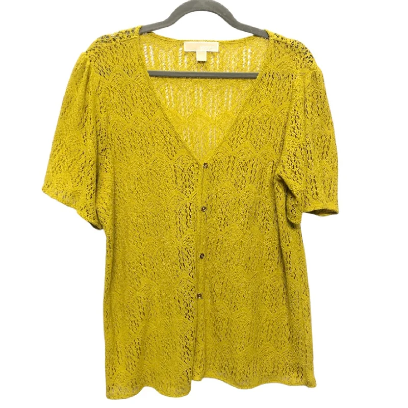 Top Short Sleeve By Michael By Michael Kors In Chartreuse, Size: Xl