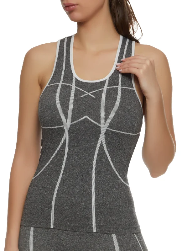 Stripe Detail Seamless Racerback Tank Top