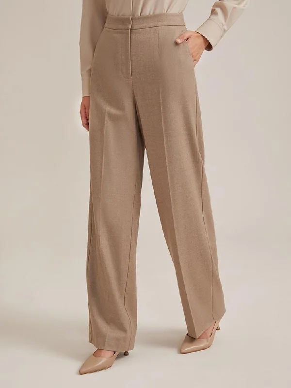 Worsted Wool Wide Leg Women Pants