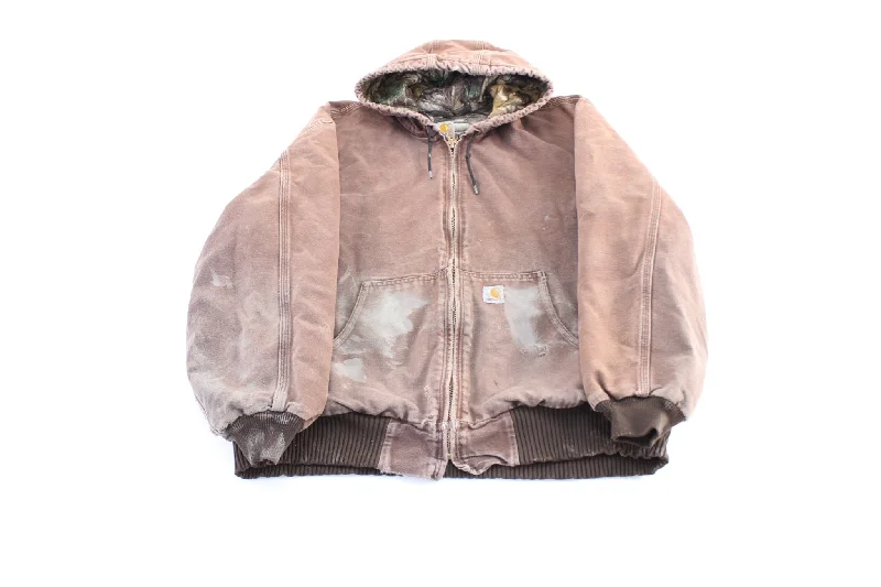 Carhartt Logo Patch Camo Lined Brown Hooded Jacket