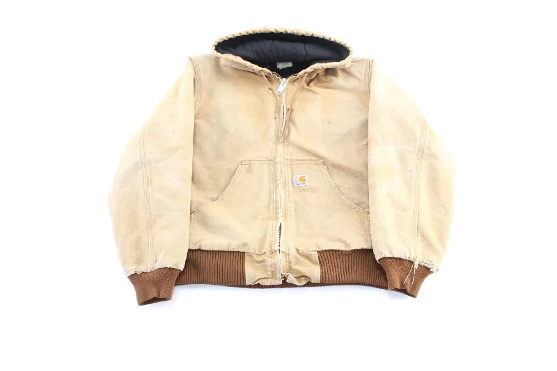 Carhartt Logo Patch Light Tan Hooded Zip Up Jacket