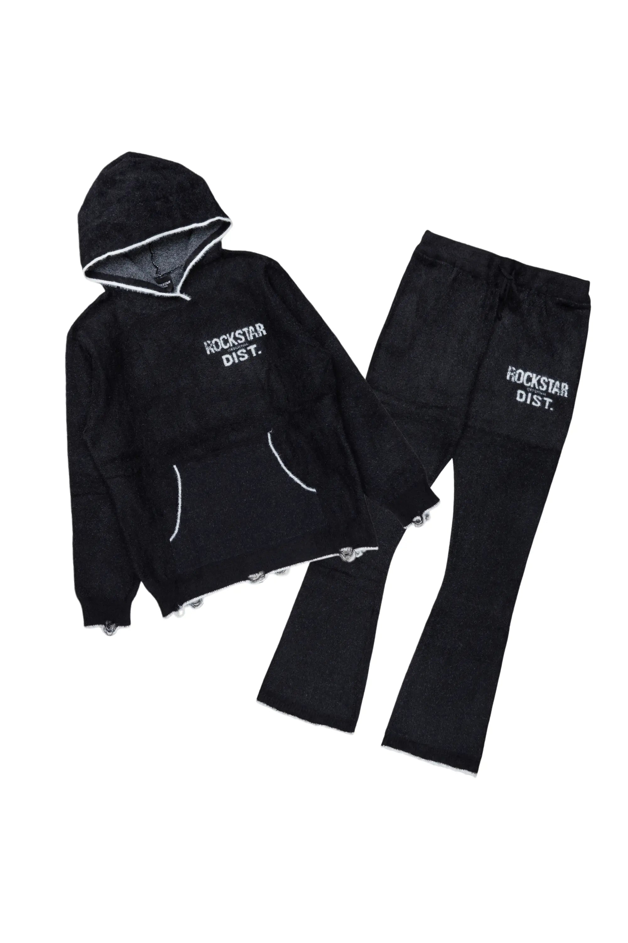 Girls Lake Mohair Black Knit Track Set