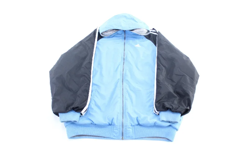 Youth Adidas Embroidered Logo Blue & Grey Reversible Hooded Jacket