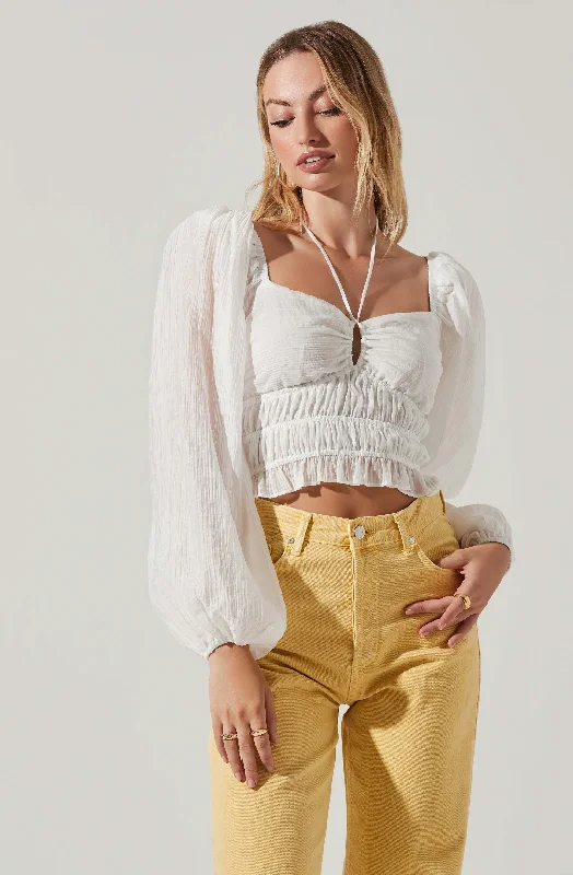 Irwin Puff Sleeve Halter Neck Top