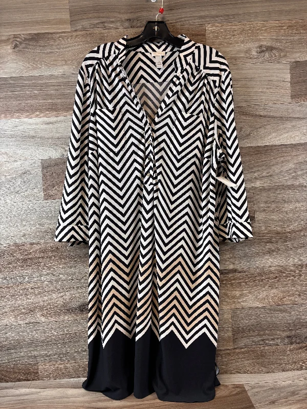 Dress Casual Midi By Chicos In Black & White, Size: Xl