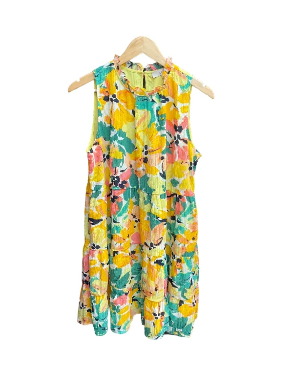 Dress Casual Midi By Loft In Floral Print, Size: M