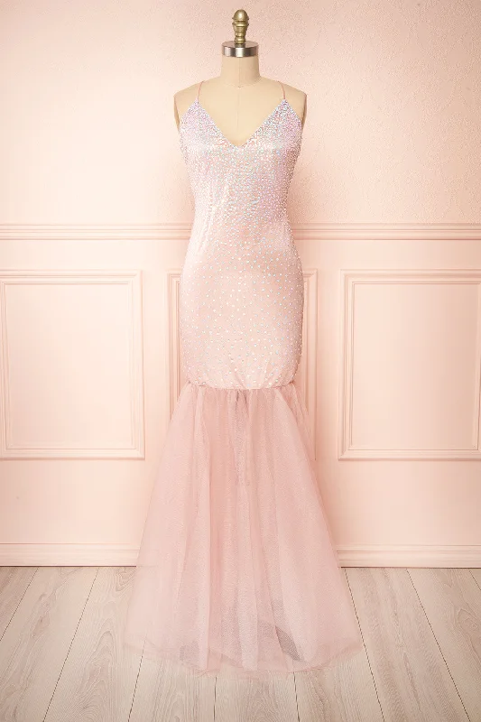 Shatta | Pink Maxi Dress w/ Sequins and Tulle