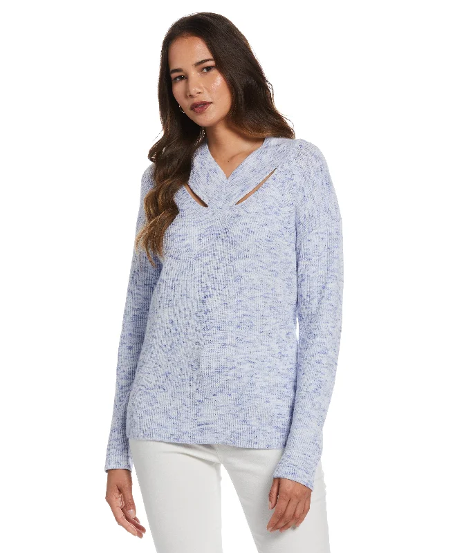 Plus Size Cutout Neck Sweater