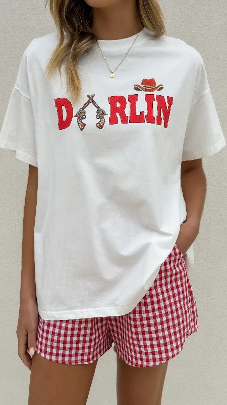 Darlin Top & Shorts Set - White/Red Gingham