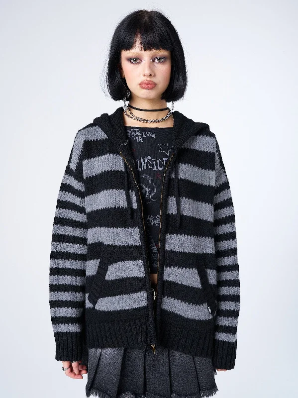 Hazardous Oversized Knitted Zip-Up Hoodie